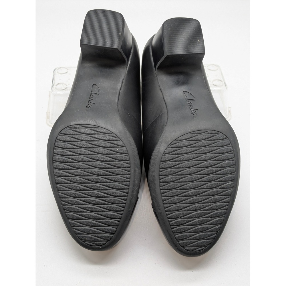 Clarks Unstructured Black Leather Comfort Pumps Low Heel Slip On Women's 7M - Picture 8 of 12